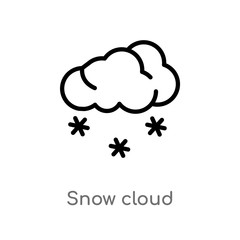 outline snow cloud vector icon. isolated black simple line element illustration from weather concept. editable vector stroke snow cloud icon on white background