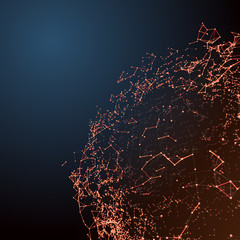 Futuristic abstract technology and engineering background with computer generated 3D pattern. Information technology, computer and social networks, business concepts