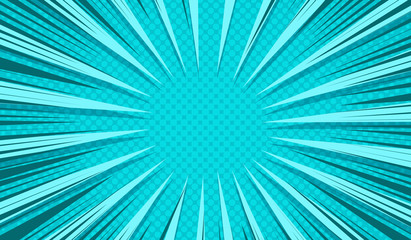 Comic dynamic explosive turquoise background
