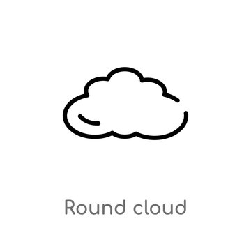 outline round cloud vector icon. isolated black simple line element illustration from weather concept. editable vector stroke round cloud icon on white background