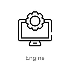 outline engine vector icon. isolated black simple line element illustration from web concept. editable vector stroke engine icon on white background