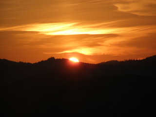 sunset sky sun landscape tree clouds orange  morning sunrise mountain