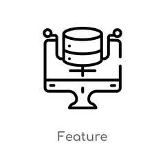 outline feature vector icon. isolated black simple line element illustration from web hosting concept. editable vector stroke feature icon on white background