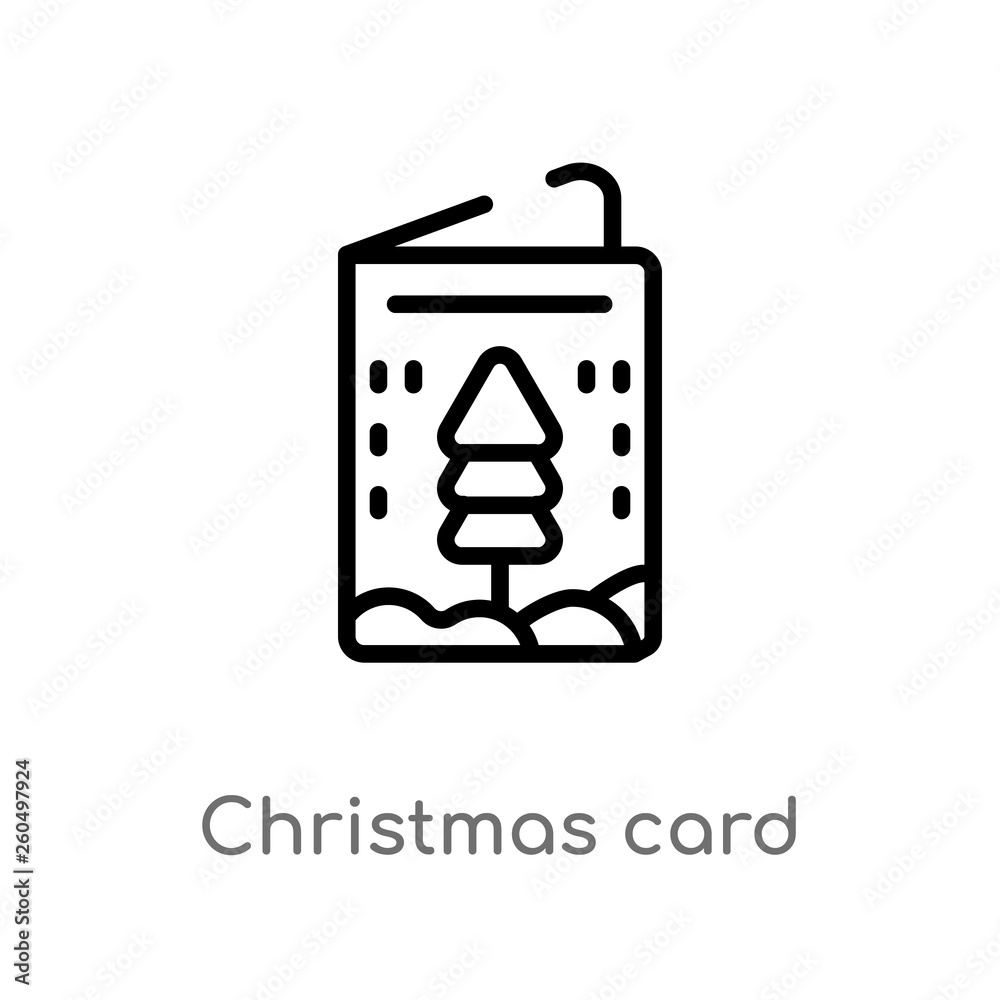 Wall mural outline christmas card vector icon. isolated black simple line element illustration from winter conc