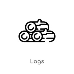 outline logs vector icon. isolated black simple line element illustration from winter concept. editable vector stroke logs icon on white background