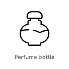 outline perfume bottle vector icon. isolated black simple line element illustration from woman clothing concept. editable vector stroke perfume bottle icon on white background