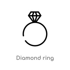 outline diamond ring vector icon. isolated black simple line element illustration from woman clothing concept. editable vector stroke diamond ring icon on white background