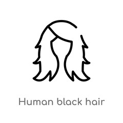 outline human black hair vector icon. isolated black simple line element illustration from woman clothing concept. editable vector stroke human black hair icon on white background