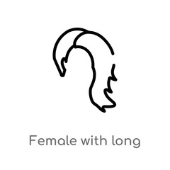 outline female with long hair vector icon. isolated black simple line element illustration from woman clothing concept. editable vector stroke female with long hair icon on white background