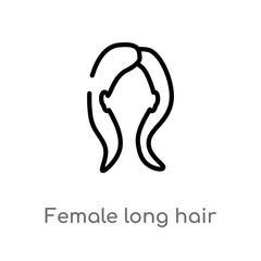 outline female long hair vector icon. isolated black simple line element illustration from woman clothing concept. editable vector stroke female long hair icon on white background