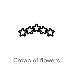 outline crown of flowers vector icon. isolated black simple line element illustration from world peace concept. editable vector stroke crown of flowers icon on white background