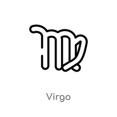 Obraz premium outline virgo vector icon. isolated black simple line element illustration from zodiac concept. editable vector stroke virgo icon on white background