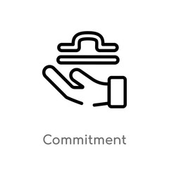 outline commitment vector icon. isolated black simple line element illustration from zodiac concept. editable vector stroke commitment icon on white background