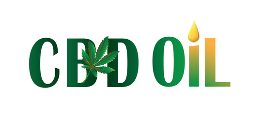 Fototapeta premium CBD oil and of Marijuana hemp is logo 