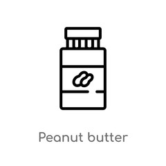outline peanut butter vector icon. isolated black simple line element illustration from fast food concept. editable vector stroke peanut butter icon on white background