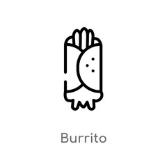 outline burrito vector icon. isolated black simple line element illustration from fast food concept. editable vector stroke burrito icon on white background