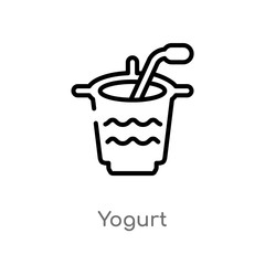 outline yogurt vector icon. isolated black simple line element illustration from fast food concept. editable vector stroke yogurt icon on white background
