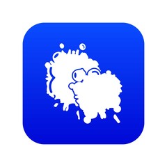 Paintball splash blob icon blue vector isolated on white background
