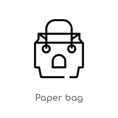outline paper bag vector icon. isolated black simple line element illustration from fast food concept. editable vector stroke paper bag icon on white background