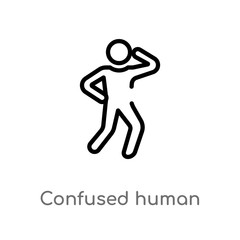 outline confused human vector icon. isolated black simple line element illustration from feelings concept. editable vector stroke confused human icon on white background