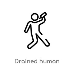 outline drained human vector icon. isolated black simple line element illustration from feelings concept. editable vector stroke drained human icon on white background