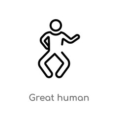 outline great human vector icon. isolated black simple line element illustration from feelings concept. editable vector stroke great human icon on white background