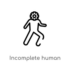 outline incomplete human vector icon. isolated black simple line element illustration from feelings concept. editable vector stroke incomplete human icon on white background