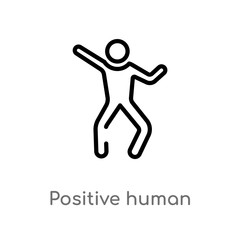 outline positive human vector icon. isolated black simple line element illustration from feelings concept. editable vector stroke positive human icon on white background