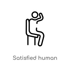 outline satisfied human vector icon. isolated black simple line element illustration from feelings concept. editable vector stroke satisfied human icon on white background