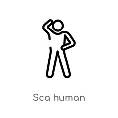 outline sca human vector icon. isolated black simple line element illustration from feelings concept. editable vector stroke sca human icon on white background