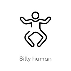 outline silly human vector icon. isolated black simple line element illustration from feelings concept. editable vector stroke silly human icon on white background
