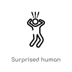 outline surprised human vector icon. isolated black simple line element illustration from feelings concept. editable vector stroke surprised human icon on white background