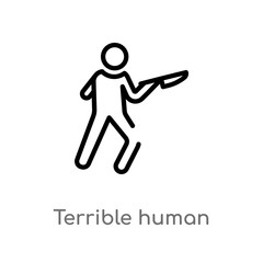 outline terrible human vector icon. isolated black simple line element illustration from feelings concept. editable vector stroke terrible human icon on white background
