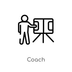 outline coach vector icon. isolated black simple line element illustration from football concept. editable vector stroke coach icon on white background