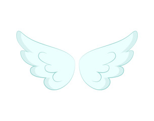 Valentines day or Christmas decor, angel wings of white feather vector. Flight and cupid or butterfly accessory, holy spirit, fantastic or mythical creature detail