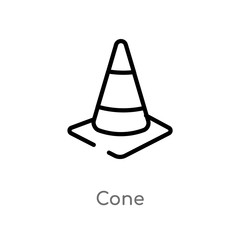 outline cone vector icon. isolated black simple line element illustration from football concept. editable vector stroke cone icon on white background