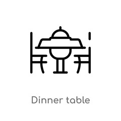 outline dinner table vector icon. isolated black simple line element illustration from furniture & household concept. editable vector stroke dinner table icon on white background