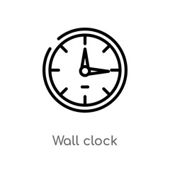 outline wall clock vector icon. isolated black simple line element illustration from furniture & household concept. editable vector stroke wall clock icon on white background