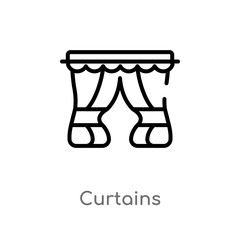 outline curtains vector icon. isolated black simple line element illustration from furniture & household concept. editable vector stroke curtains icon on white background