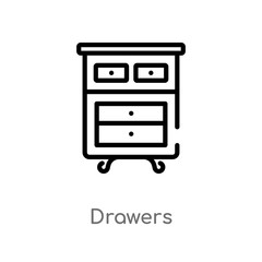outline drawers vector icon. isolated black simple line element illustration from furniture & household concept. editable vector stroke drawers icon on white background
