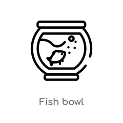 outline fish bowl vector icon. isolated black simple line element illustration from furniture & household concept. editable vector stroke fish bowl icon on white background