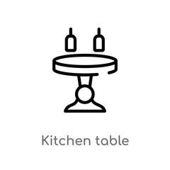 outline kitchen table vector icon. isolated black simple line element illustration from furniture and household concept. editable vector stroke kitchen table icon on white background