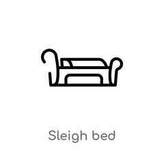 outline sleigh bed vector icon. isolated black simple line element illustration from furniture and household concept. editable vector stroke sleigh bed icon on white background