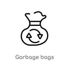 outline garbage bags vector icon. isolated black simple line element illustration from furniture and household concept. editable vector stroke garbage bags icon on white background