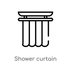 outline shower curtain vector icon. isolated black simple line element illustration from furniture and household concept. editable vector stroke shower curtain icon on white background