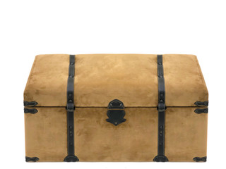 Vintage velvet chest on a white background.