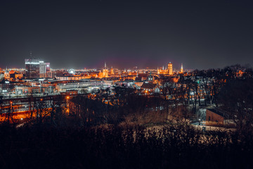Fototapeta na wymiar Panorama of Gdansk view from Gradowa Mountain