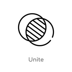 outline unite vector icon. isolated black simple line element illustration from geometric figure concept. editable vector stroke unite icon on white background