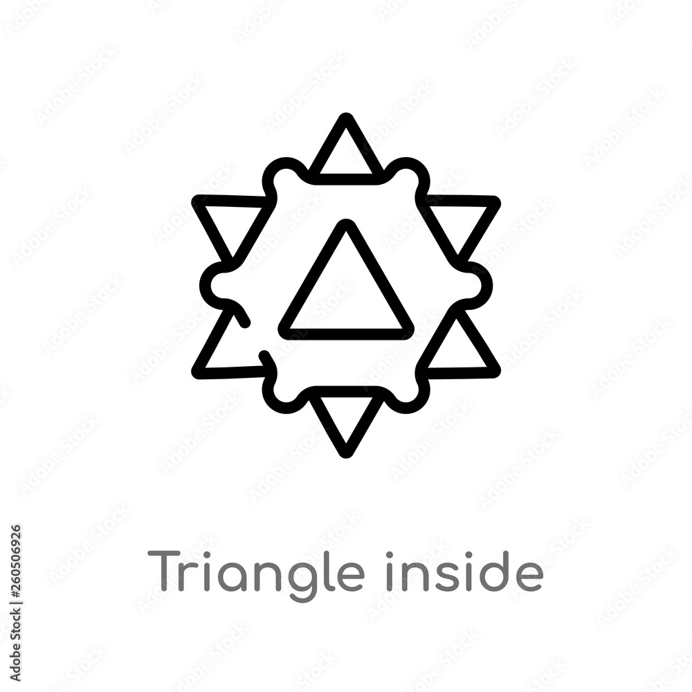 Poster outline triangle inside hexagon vector icon. isolated black simple line element illustration from ge