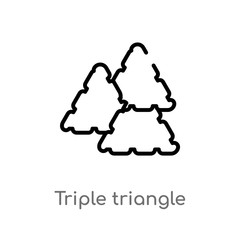 outline triple triangle vector icon. isolated black simple line element illustration from geometry concept. editable vector stroke triple triangle icon on white background